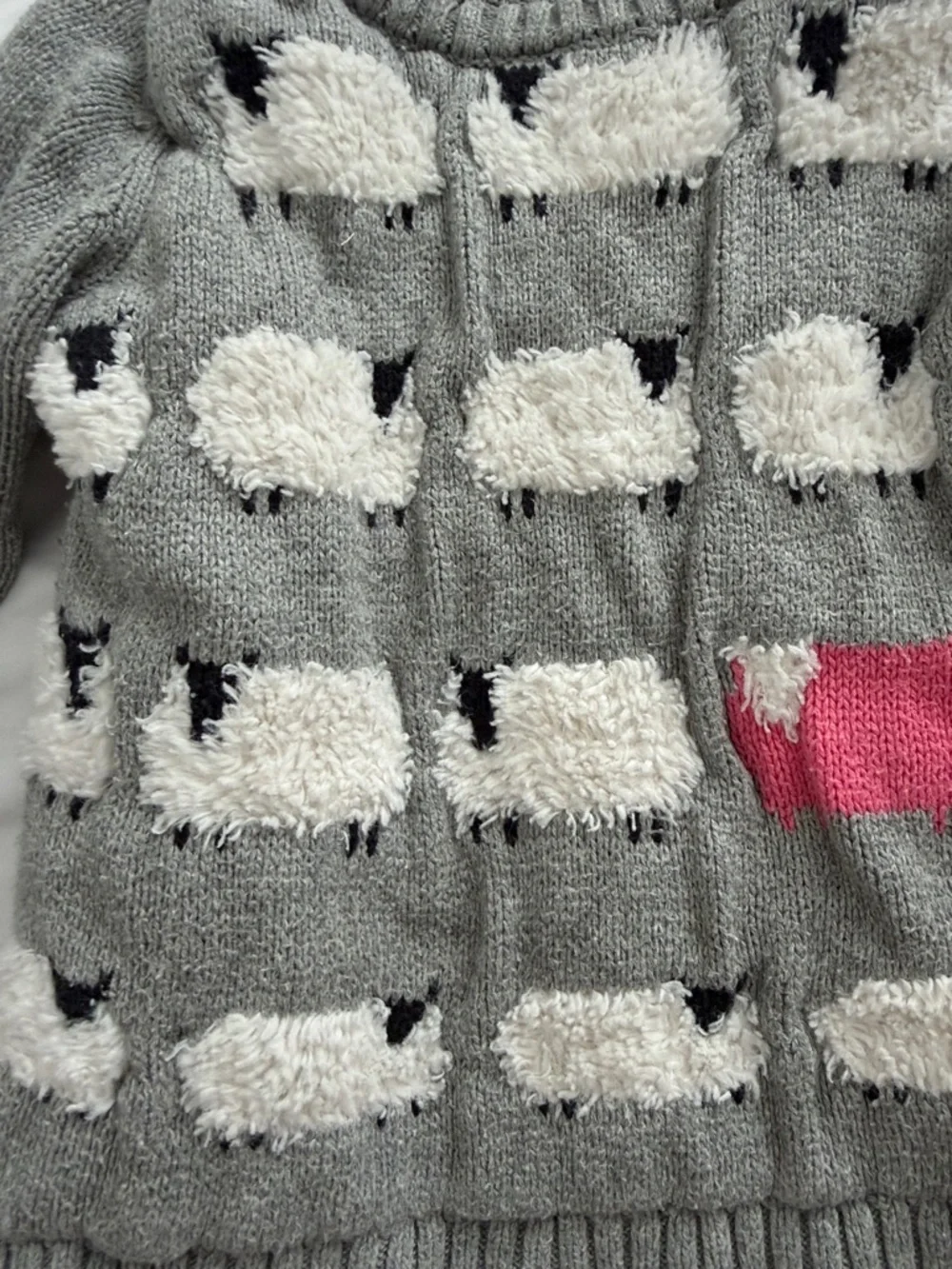 Tucker + Tate Gray Sweater with White Sheep and Pink Accent 12-18 months